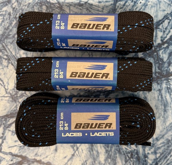 Bauer Non Wax White Hockey Laces Black 84"/ 213CM - Afbeelding 3